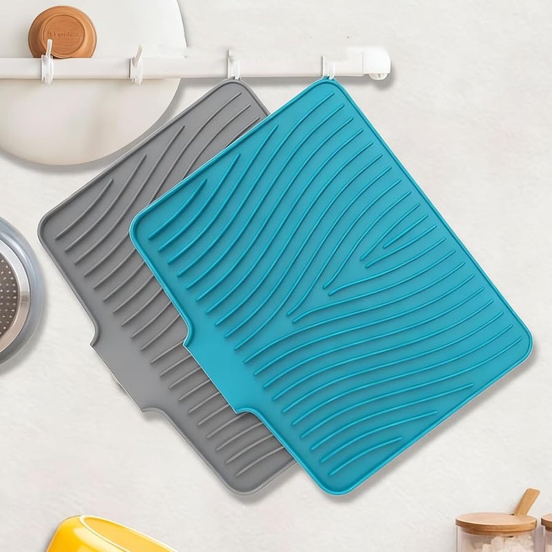 Gray Silicone Kitchen Mats With Sloped Drainage Efficient Water Flow Non Slip Bottom Heat Resistant - Image 2